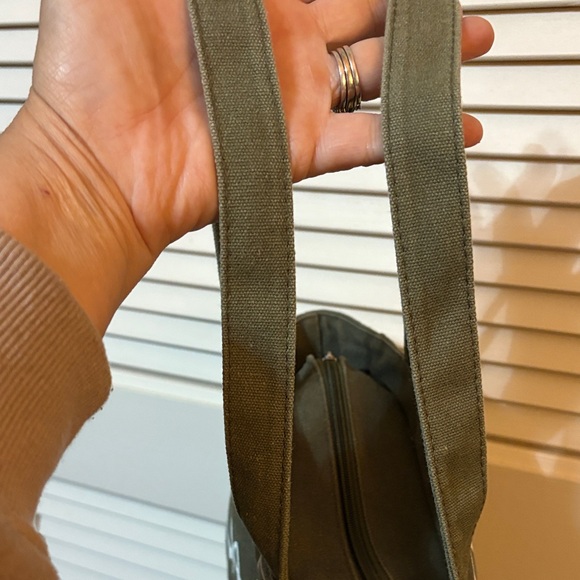 Robin Ruth Barcelona Tote Bag Small Canvas Zipper Closure Olive Green - Picture 9 of 13